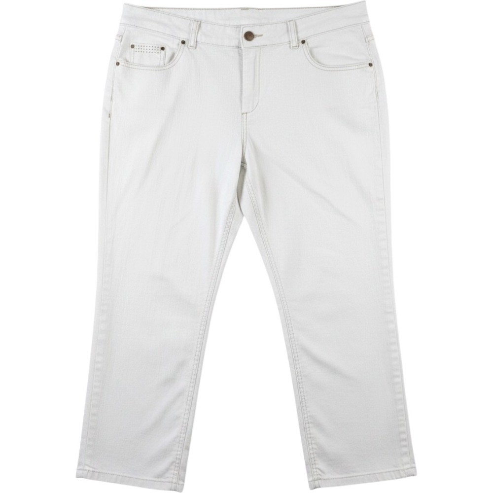 Chicos Platinum Jeans‎ Womens 2 US 12 White Skimmer Stretch Denim Casual FLAW